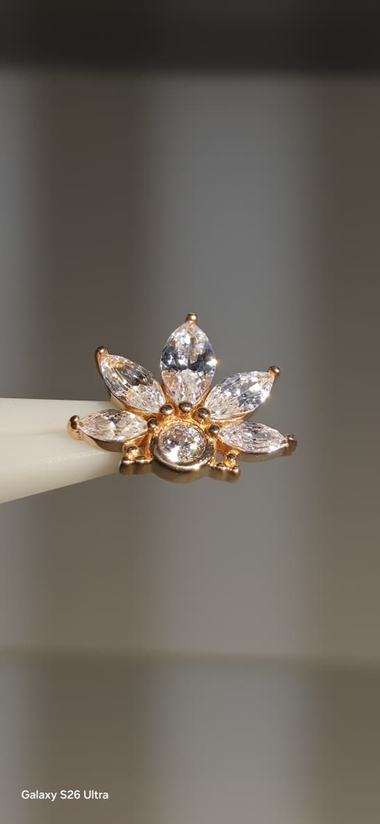 Oro rosa solido de 14k con cristales de zirconia