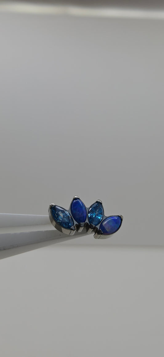 Cluster 4 pétalos con cristales y opalos