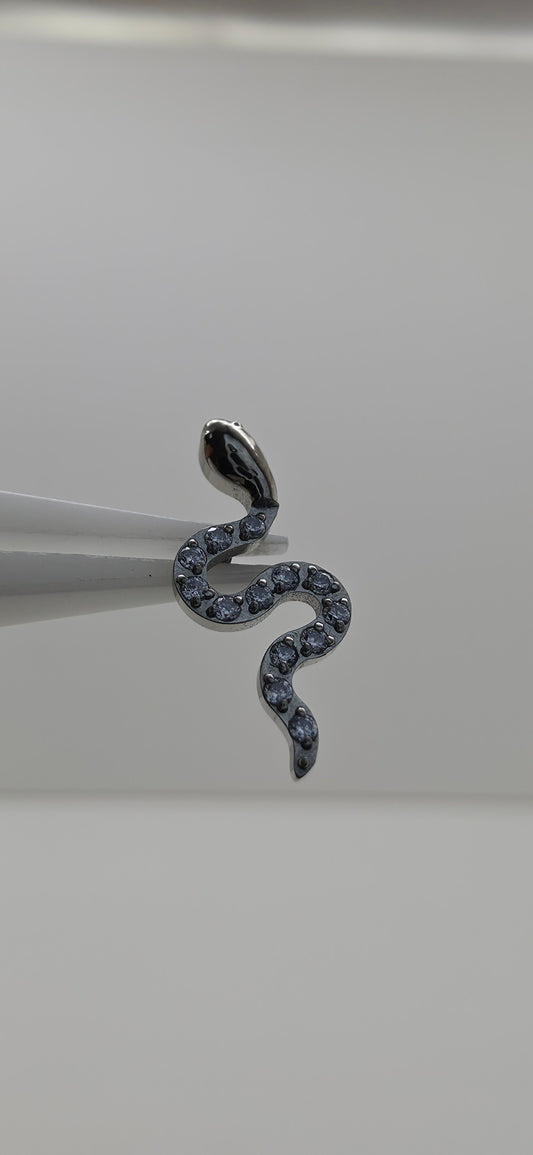 Piercing Labret Titanio figura serpiente con incrustaciones