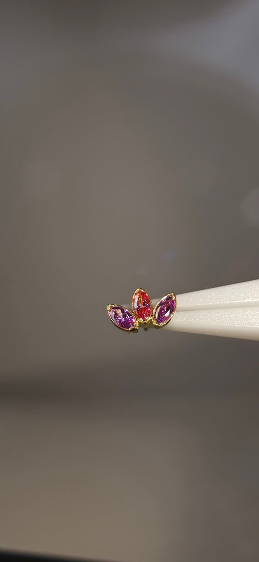 Triple marquise oro de 18k rosa y morado cristales Swarovski
