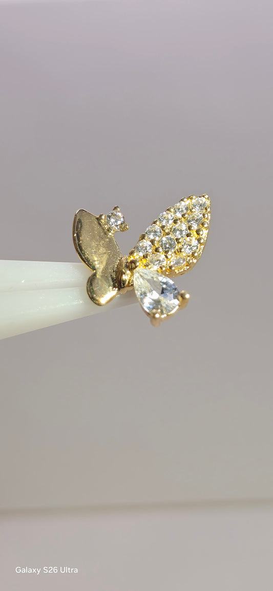 Mariposa oro solido 14k con incrustaciones de zirconia