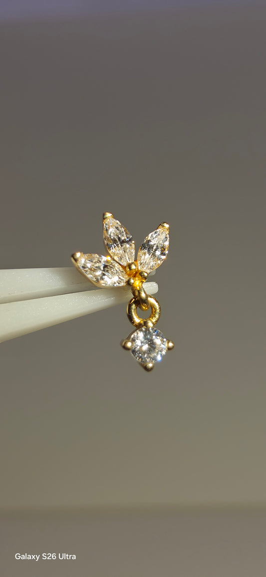 Triple marquise con colgante en oro de 14k