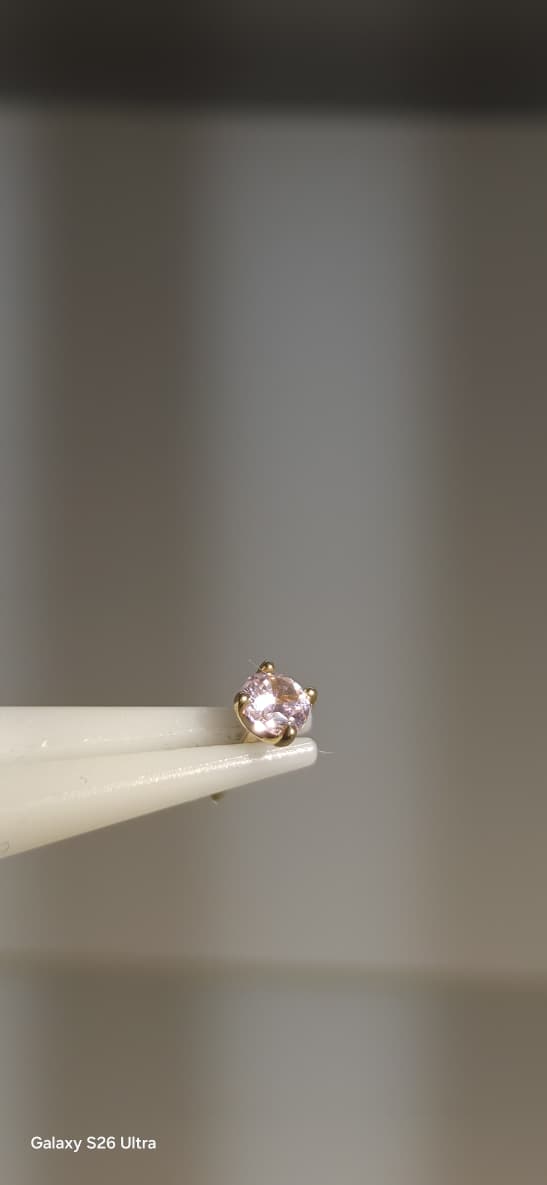 Zirconia rosa oro solido 14k 2mm