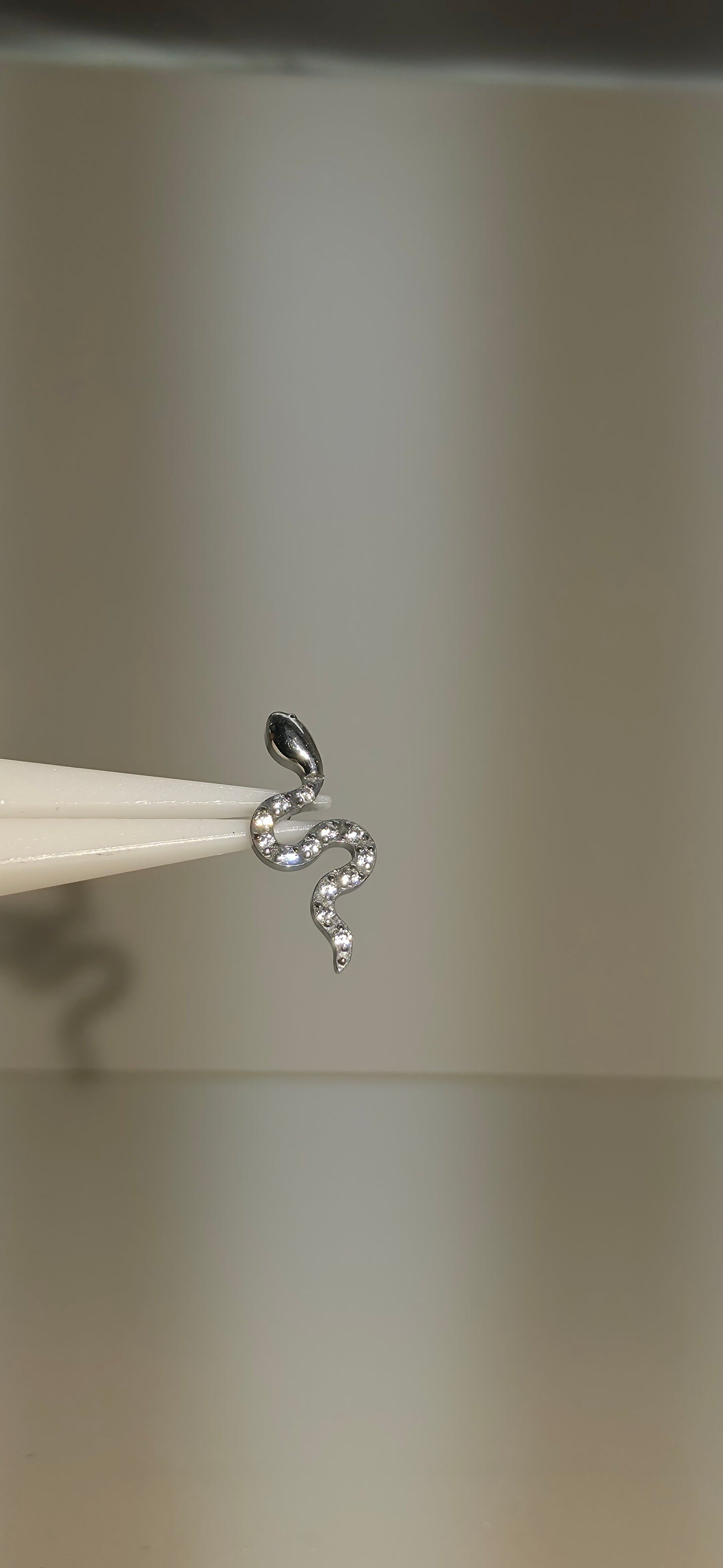 Piercing Labret Titanio figura serpiente con incrustaciones