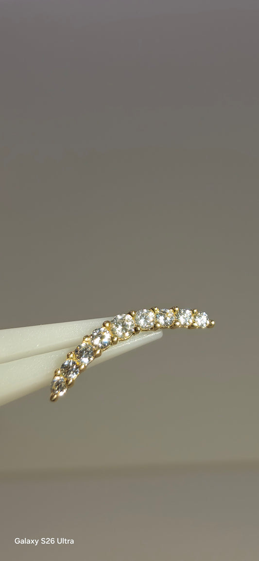 Cluster largo en oro de 18k con criatales Swarovski