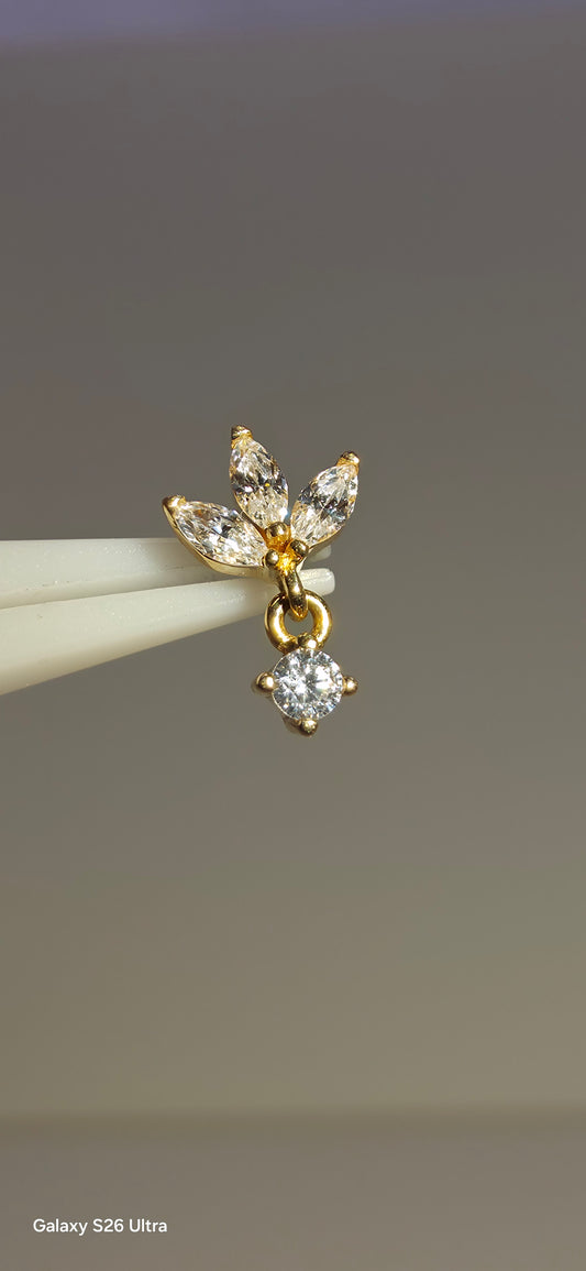 Triple marquise con colgante en oro de 14k