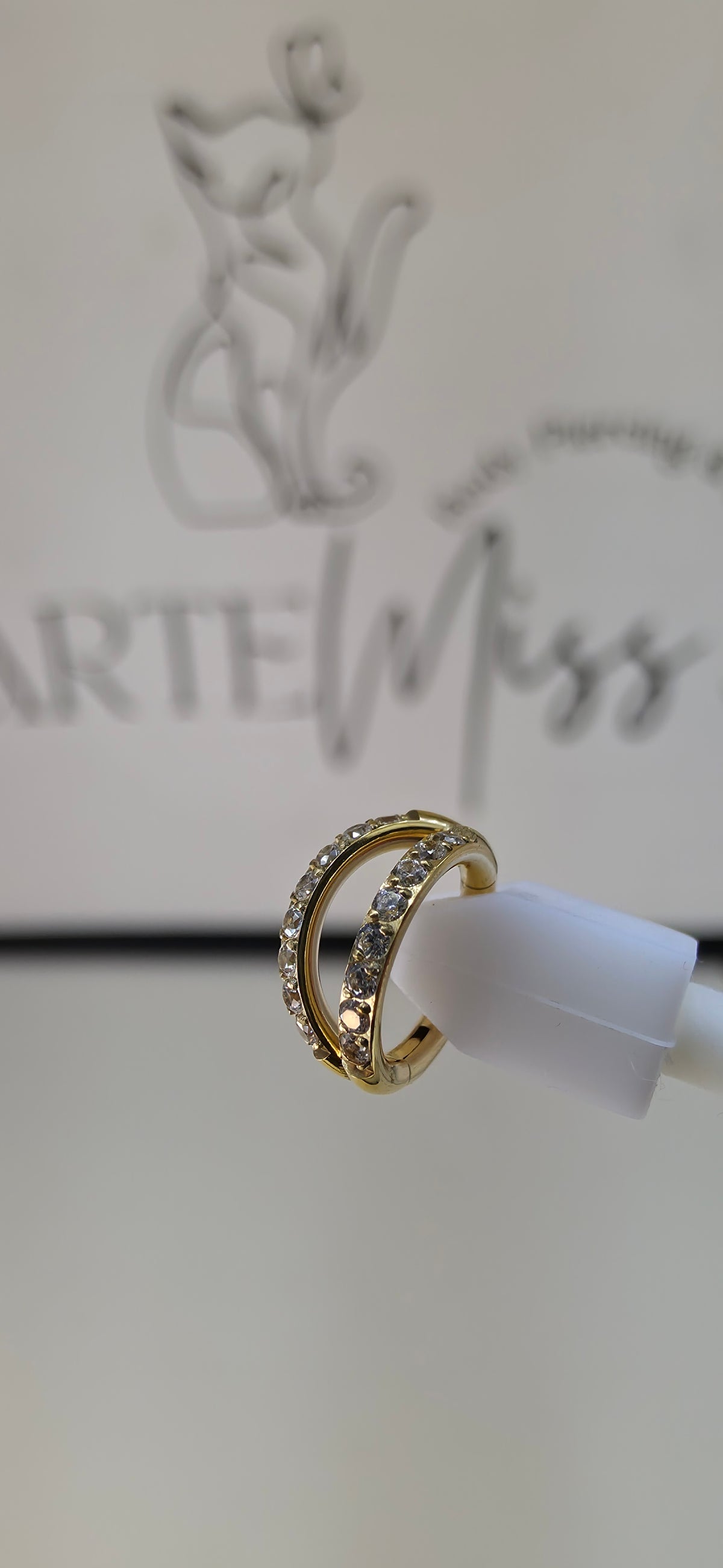 Arracada Titanio con incrustación de Zirconia