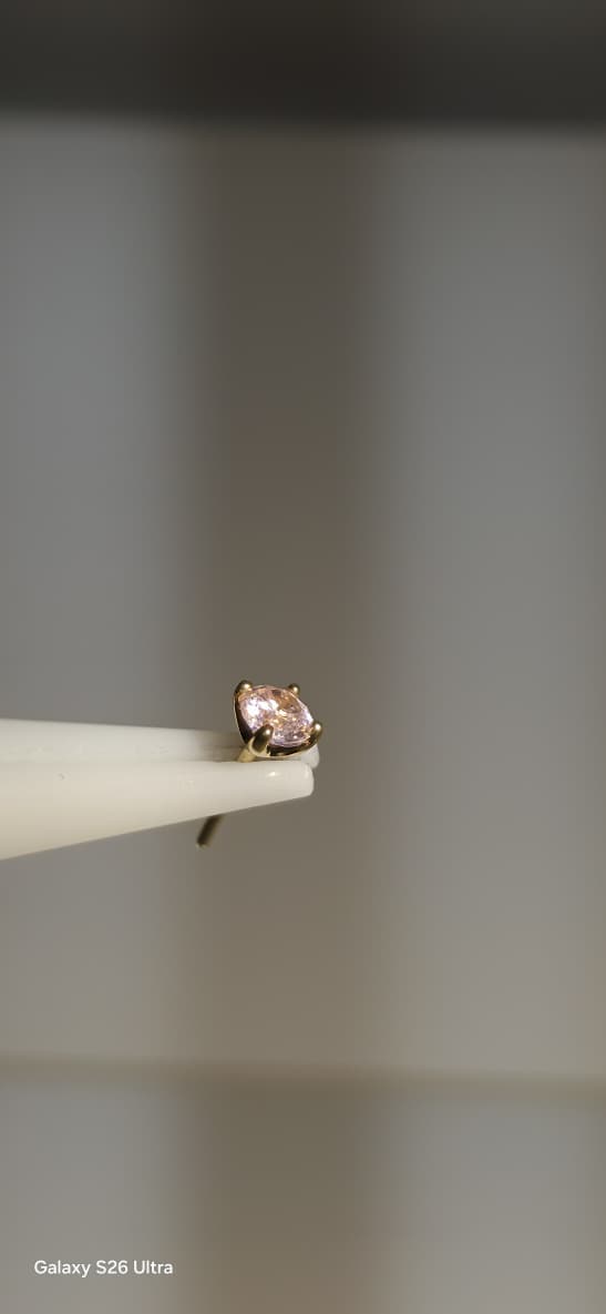 Zirconia rosa oro solido 14k 2mm