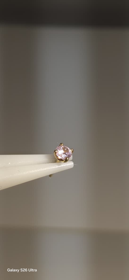 Zirconia rosa oro solido 14k 2mm