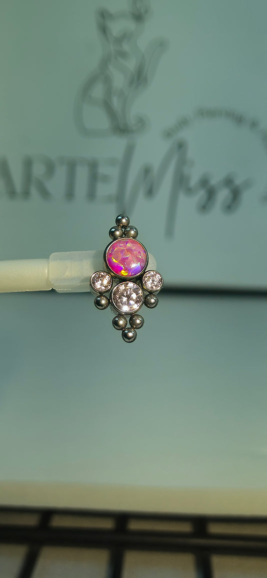 Top de Titanio con opalo y zirconias
