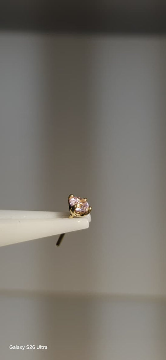 Zirconia rosa oro solido 14k 2mm