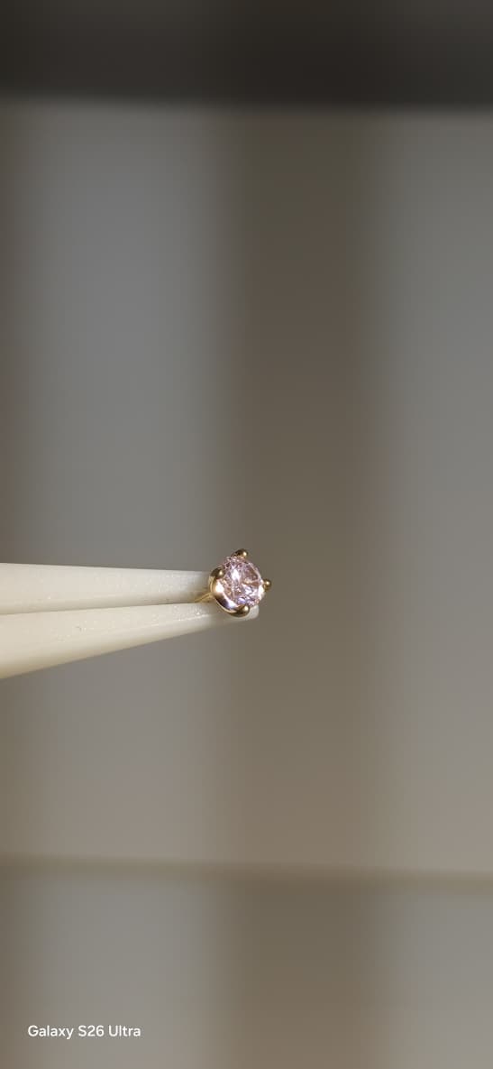 Zirconia rosa oro solido 14k 2mm