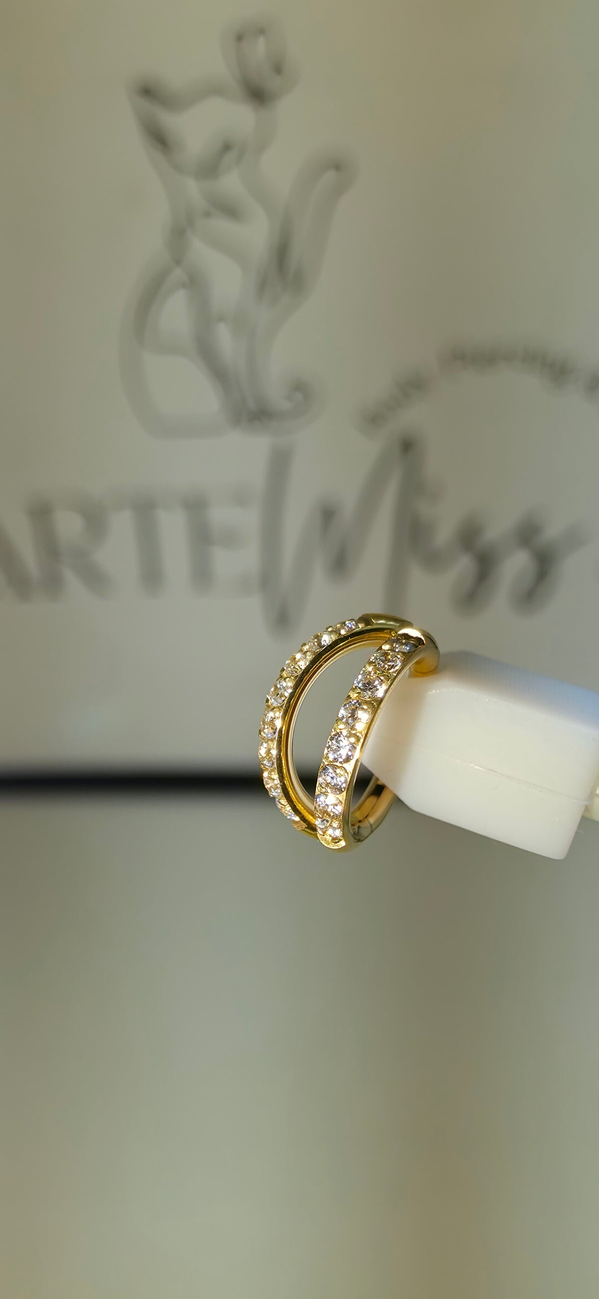 Arracada Titanio con incrustación de Zirconia