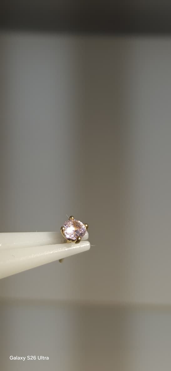 Zirconia rosa oro solido 14k 2mm
