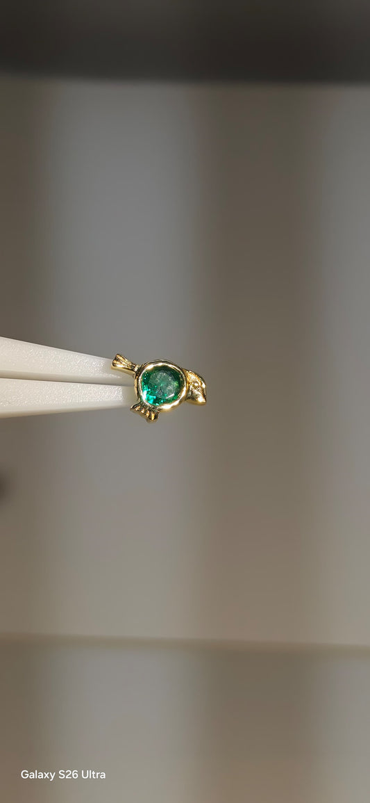 Ave con zirconia en oro solido de 14k