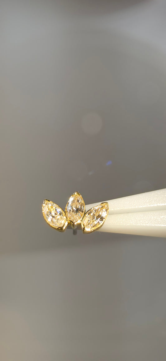 Triple marquise en oro de 18k con cristales Swarovski