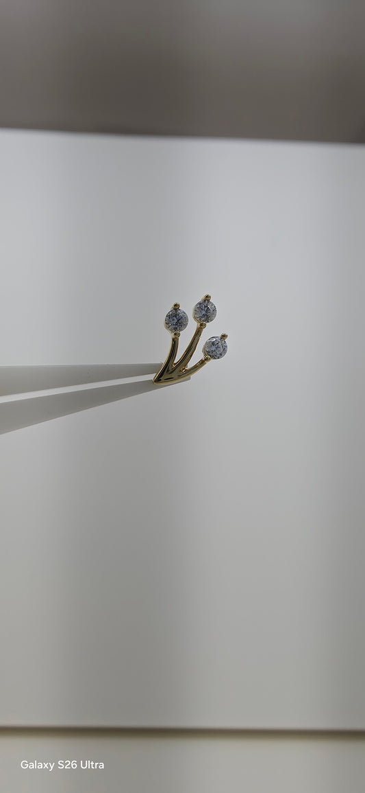 Flor triple cristal Swarovski en oro 14k