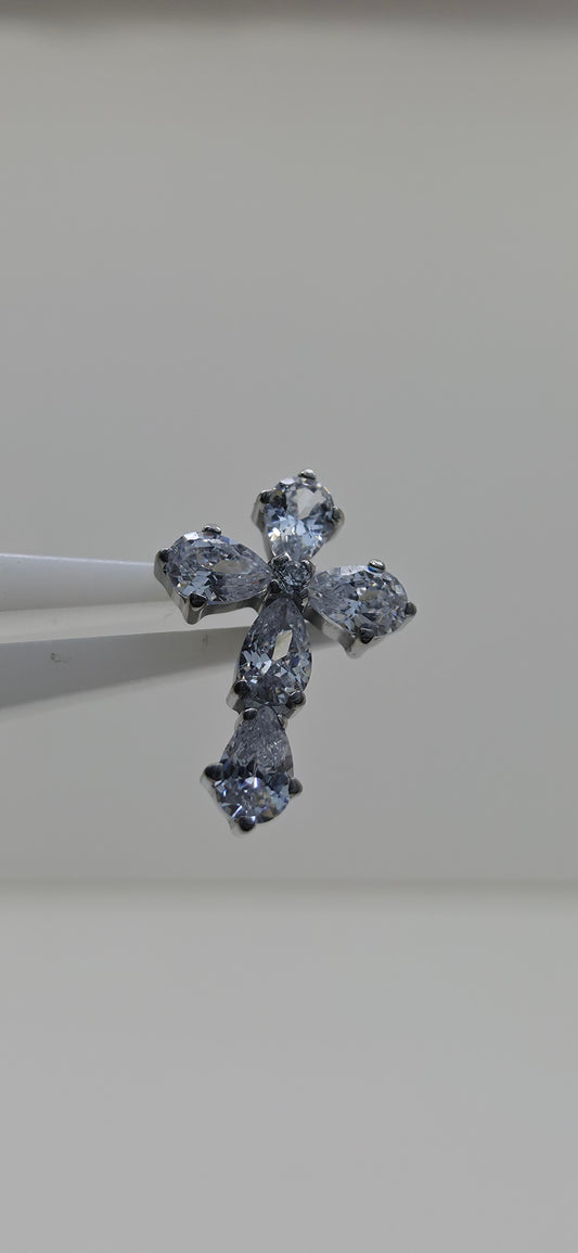 Piercing Titanio Cruz con incrustaciones de Zirconia