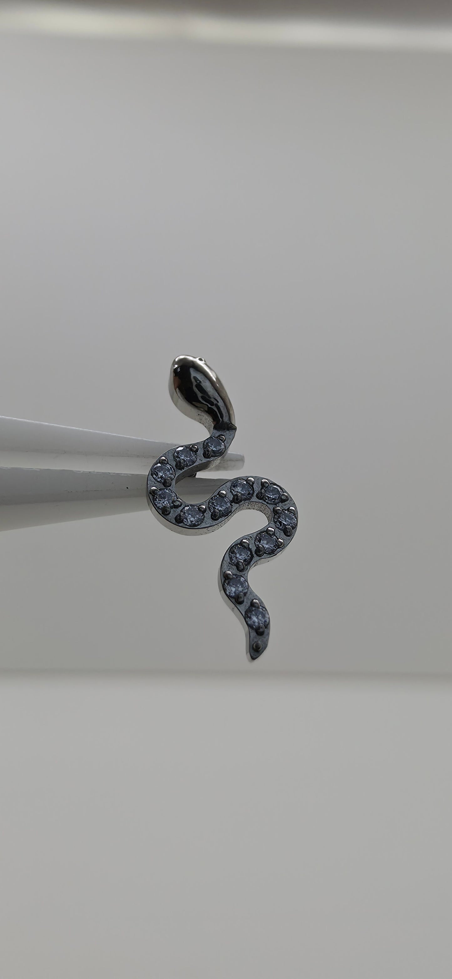 Piercing Labret Titanio figura serpiente con incrustaciones