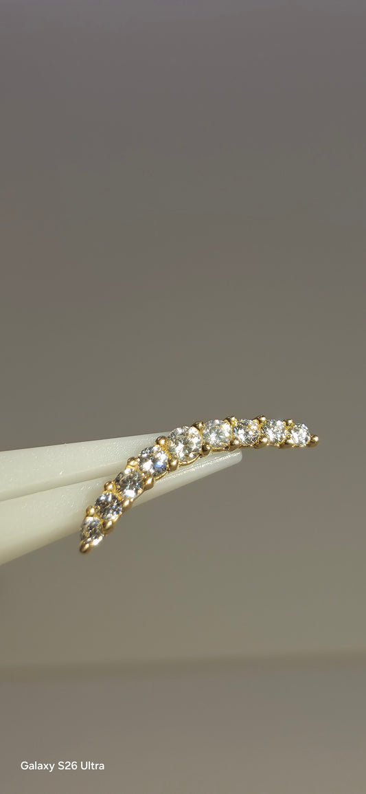 Cluster largo en oro de 18k con criatales Swarovski