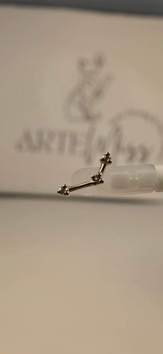 Astera 3 mini Diamantes en oro de 14k