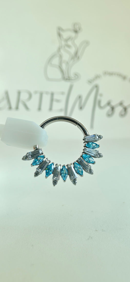 Clicker de Titanio con incrustaciones de zirconia azul y blanco