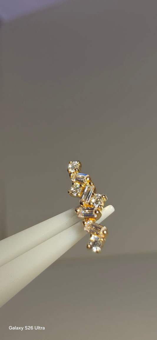 Cluster largo en oro de 14k
